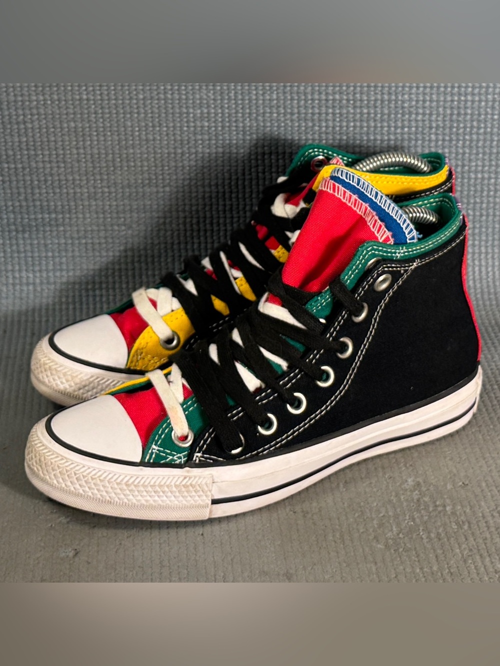 Converse Chuck Taylor All Star Hi Double Upper Sneaker Black/Multi Women’s Sz 7
